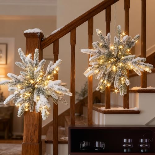 1PC Snowflake Christmas Lights with Timer - Battery & USB Powered Indoor Decor