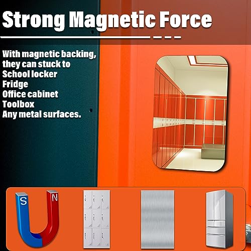Magnetic Locker Mirror 5x7 Inches - Frameless Glass for School & Home - Variation 1
