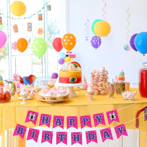 Spider Themed Happy Birthday Banner - Pre Strung Decoration