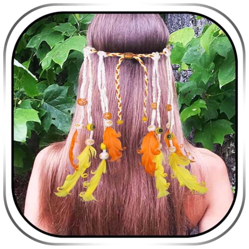 Campsis Boho Feather Headband Hippie Festival Costume Headpiece
