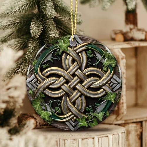 Celtic Knot Christmas Ornament – Irish Ceramic Décor 2025