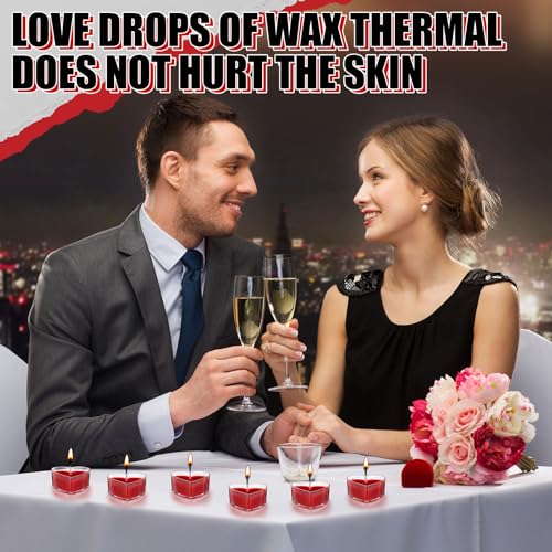 Heart-Shaped Low Temperature Candles - 6 Pcs Red Tea Lights