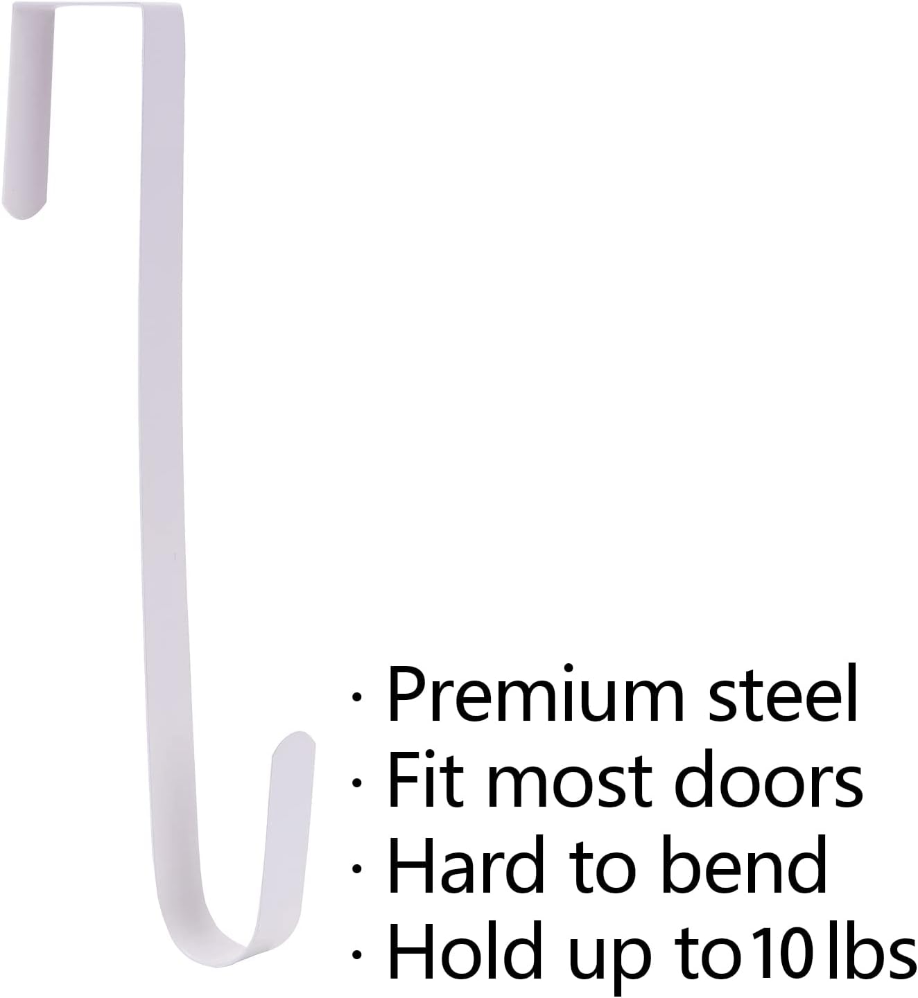 Sattiyrch 12" Wreath Hanger - Durable Steel Over The Door Hook for Front Door | White, 2-Pack
