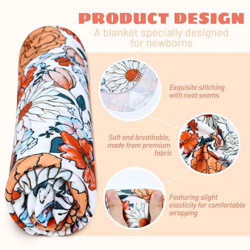 Dizila 4-Piece Newborn Swaddle Blanket Set - Set 5 with Hat, Bow & Card