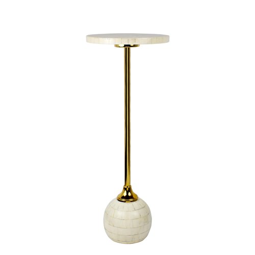 JONATHAN Y END1005A Evelyn 26" Modern Glam Metal/Resin Mosaic Pedestal Drink Table, Cream/Gold for Living Room, Bedroom, Office, Bathroom