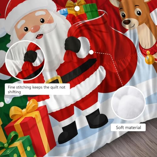 Christmas Santa Reindeer Twin Comforter Set - Soft Bedding with Holiday Design