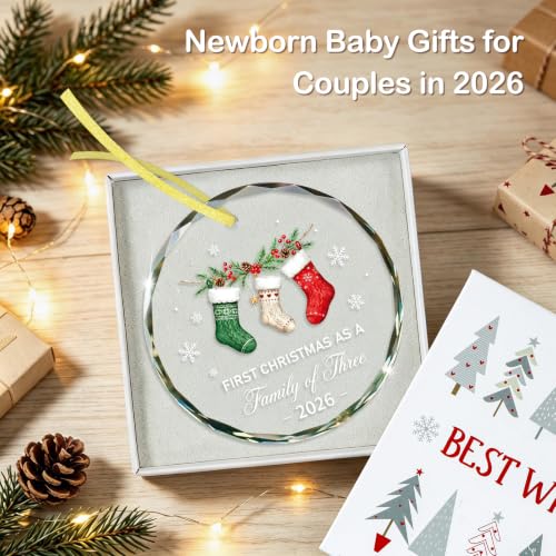 Baby First Christmas Ornament 2026 Family of Three Keepsake - Girl Boy Gift - Variation 01 Baby First Ornament