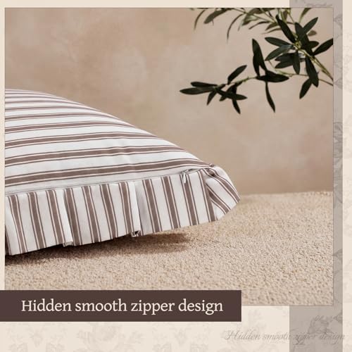 CrystalSylara 18x18 Ruffled Striped Pillow Cover, Boho Farmhouse Cushion Case