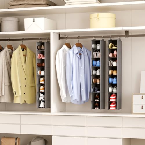 Lifewit 8-Section Hanging Shoe Organizer - Space-Saving Gray Storage