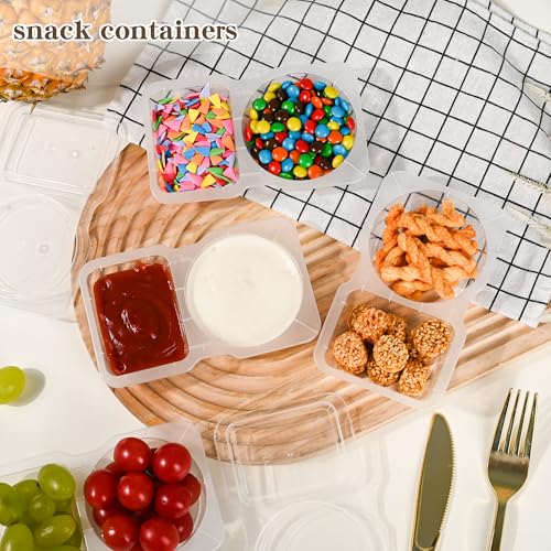 Reusable Snack Containers with Lids - 2 Compartment Portion Control Box
