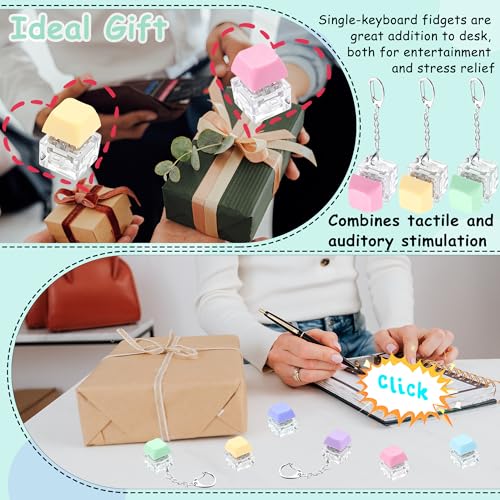 6 Pack Mix Macaron Keyboard Fidget Toys - Stress Relief Keychains