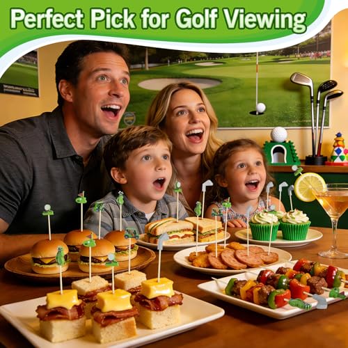 Golf Themed Cocktail Picks - 100 Pack 4.7" Bamboo Appetizer Skewers