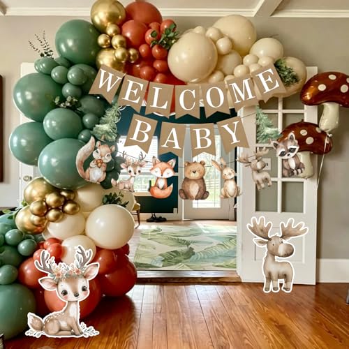 Woodland Welcome Baby Banner for Woodland Baby Shower & Gender Reveal Party Decor