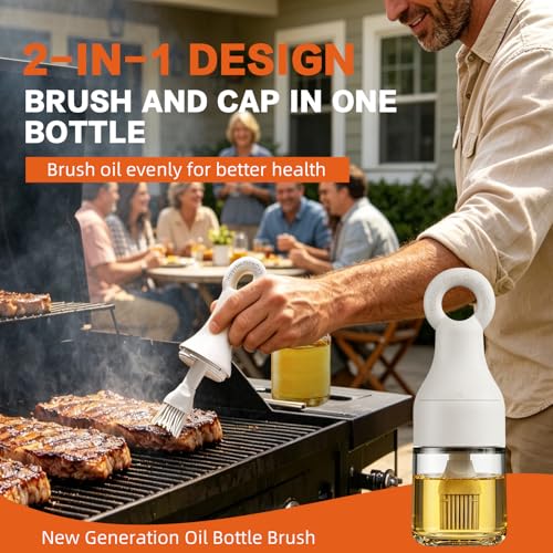 MMJ 150ml White Glass Oil Dispenser with Silicone Brush - Leak-Resistant