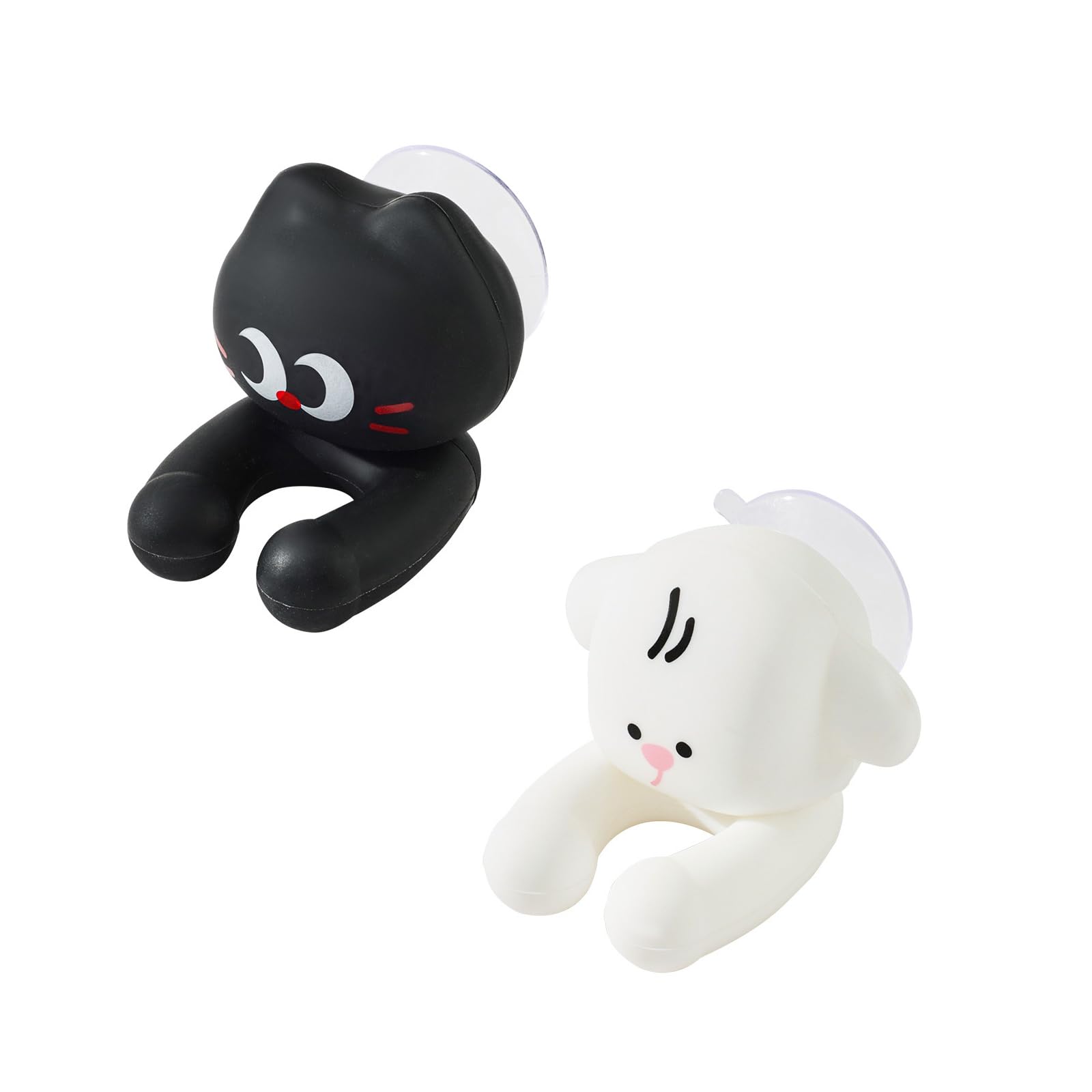 2 PCS Kids' Bathroom Toothbrush Holder,Suction Mount Silicone Toothbrush Holder,Cute Cartoon Cat and Dog Design, Perfect for Kids and Families