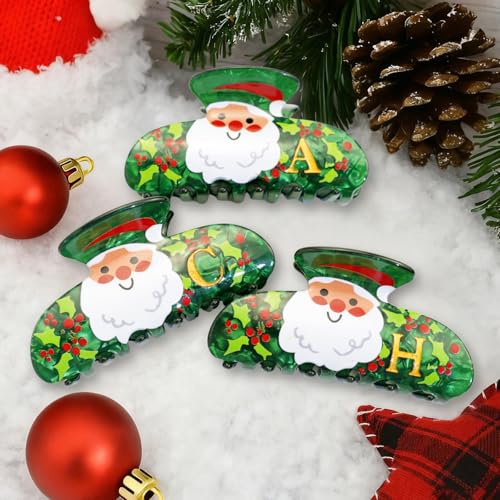 Fohufo Letter C Christmas Hair Claw Clip, Festive Santa Hair Accessory