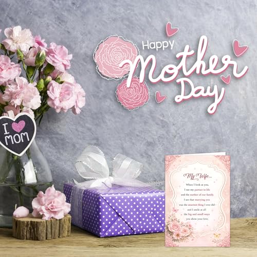 Romantic Mother's Day Card for Wife - Elegant Floral Design 5x7