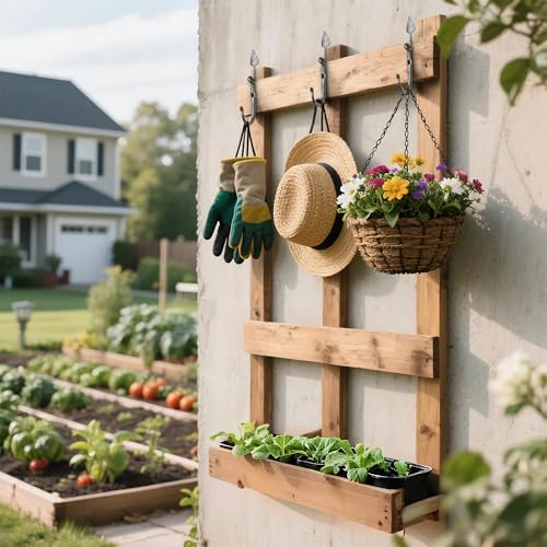 Worth Garden 6-Pack Heavy Duty Leaf-Shaped Wall Hooks - Aged Silver for Plants & Bird Feeders
