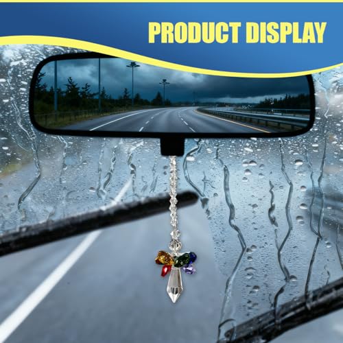 Craedli Crystal Angel Car Hanging Ornament Rhinestone Rear View Mirror Charm