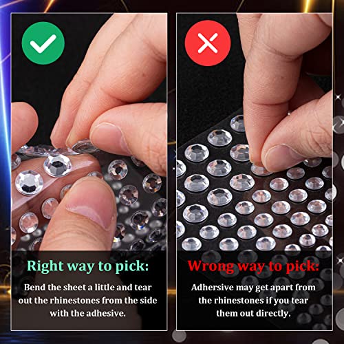 BELLEBOOST 2010 Pcs Self-Adhesive Rhinestone Stickers with Makeup Glue