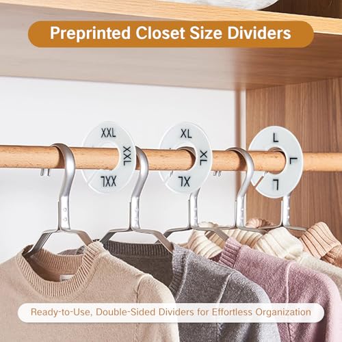 BRBASAP White Round Clothing Size Rings - 8 Pack Closet Dividers