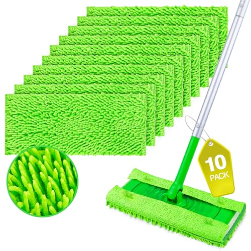 HOMEXCEL 10 Pack Microfiber Mop Pads - Compatible with Swiffer Sweeper