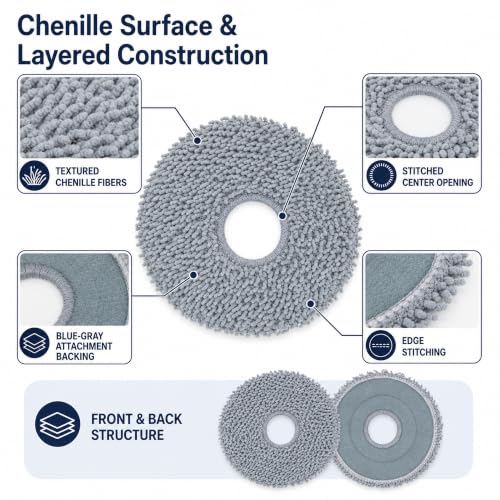 8 Pack Microfiber Mop Pads for Roborock Qrevo & Saros 10R