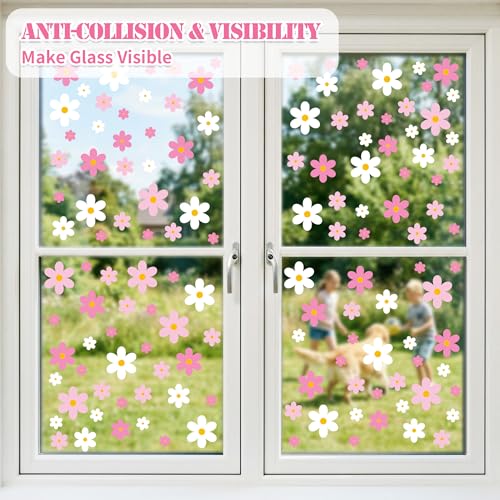108 Pcs Daisy Window Clings - Double-Sided Flower Stickers for Home Decor