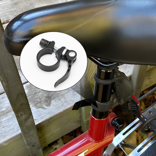 28.6mm Bicycle Seat Post Clamp, Aluminium Alloy Bike Quick Release Clamp Seatpost Collar, Type 1, Black