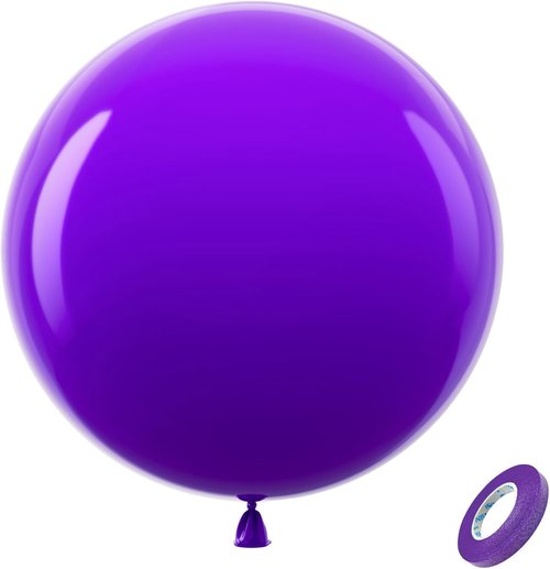 Bezente Dark Purple Giant Balloons - 36 Inch Jumbo Round Balloons for Weddings & Parties - 8 Pack