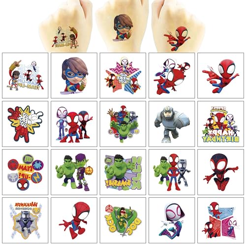 Spider-Man Temporary Tattoos 20pcs Waterproof Party Favors