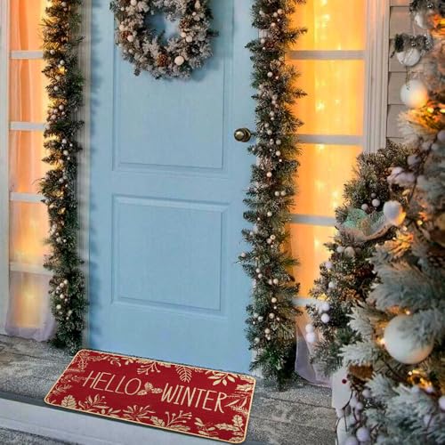 Heirloom Haven Red Christmas Door Mat - 29x17 Inch Welcome Mat