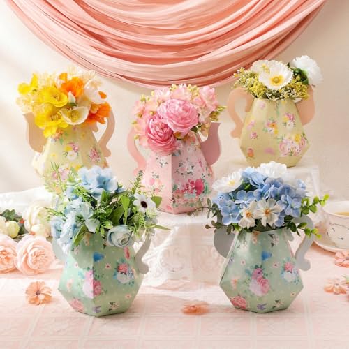 Fulmoon 6 Pcs Tea Party Flower Box Decorations for Tables & Events - Fresh