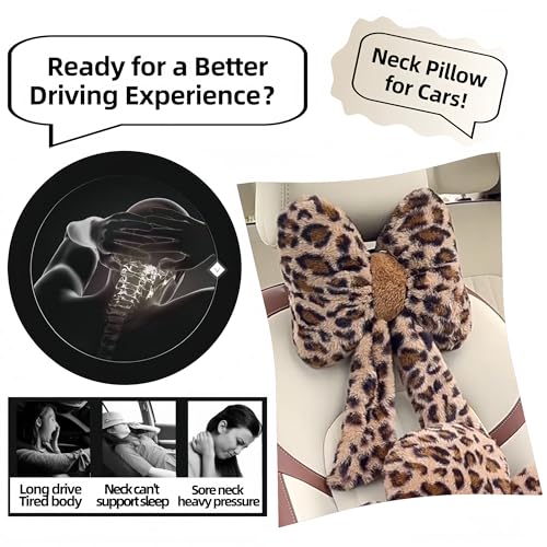 UINSUE Plush Car Neck Pillow with Bowknot - Comfortable Neck Support