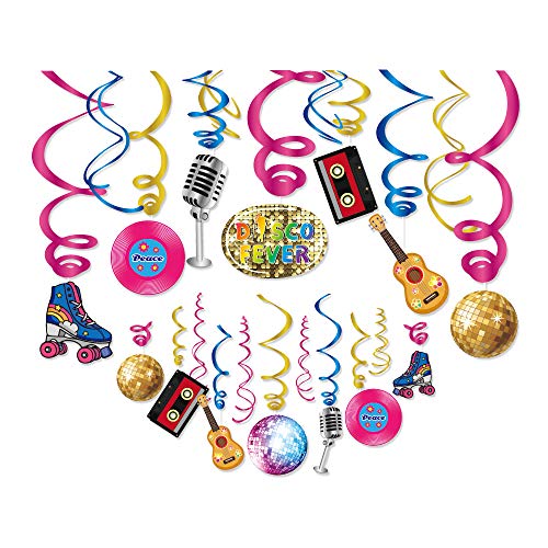 Disco Hanging Swirl Decorations - Retro Party Decor for Kids