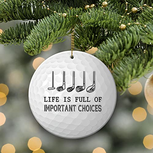 Golf Ornament - Ceramic Christmas Tree Decoration & Car Accessory