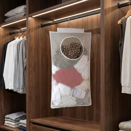 Hanging Laundry Hamper - Large Foldable Mesh Basket for Easy Storage