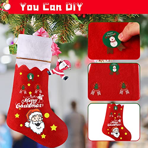 Christmas Stockings Hanging Set - Red Holiday Decor Bags, 10 Pack