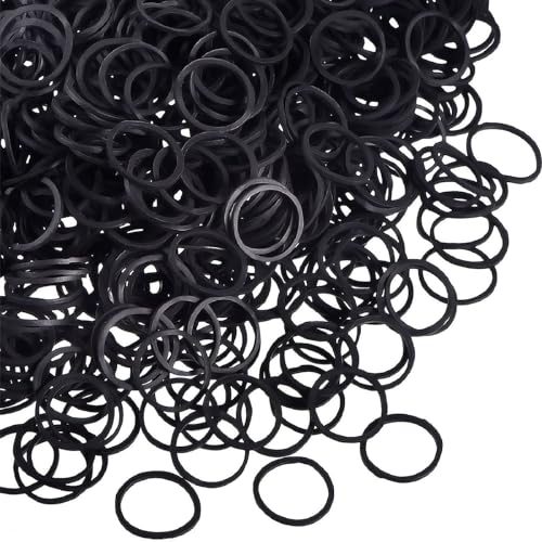 Hicarer 1000 Pcs Mini Black Rubber Hair Bands 1.5 cm Soft Elastic Hair Ties for Braids and Ponytails