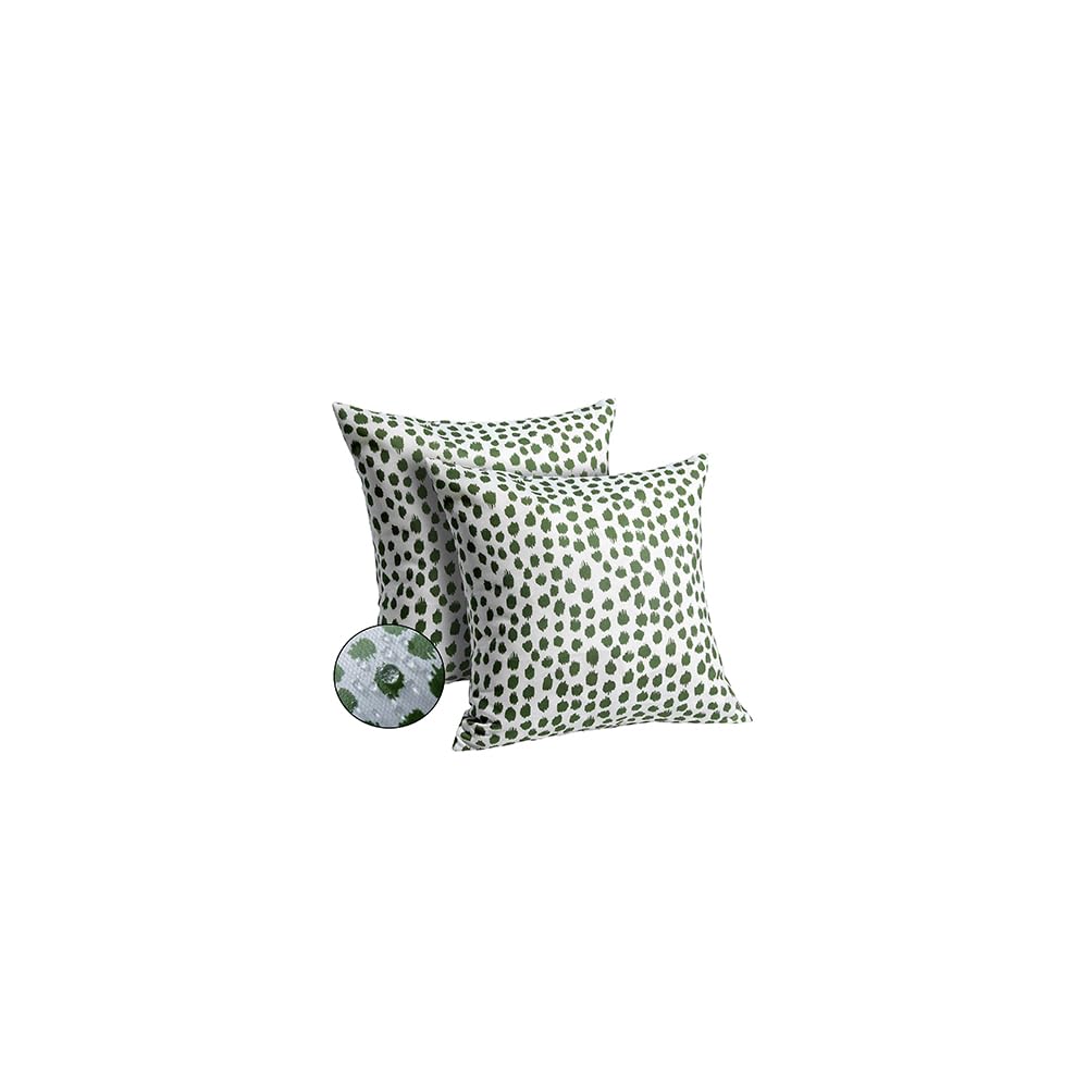Outdoor Pillow Covers 18x18 Set of 2 Boho Design Navy Dark Green Polka Dot Decorations Pillows Spring Summer Outdoor Waterproof Patio Furniture Porch Sofa Bed Cushion Covers Home Decor JB001-L18