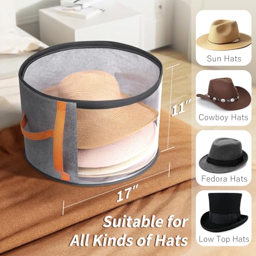 kushon Grey Oversized Clear Hat Storage Box for 6-9 Hats