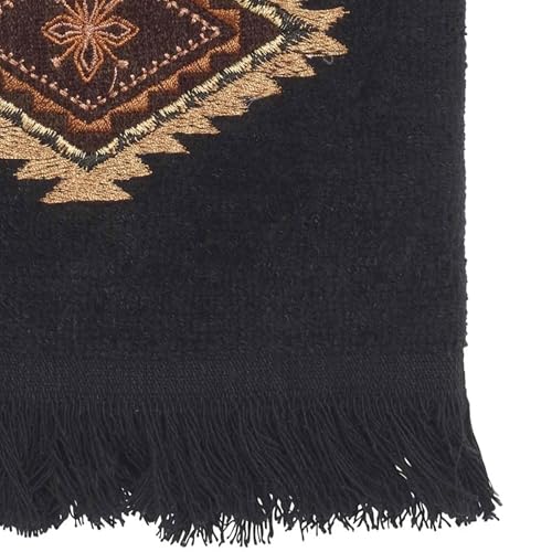 Avanti Linens Mojave Black Fingertip Towel - Southwest Embroidered Cotton, 18 x 11 inches