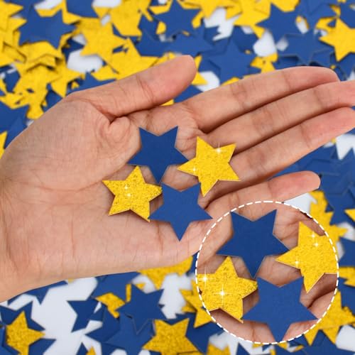 300Pcs Glitter Star Confetti - Blue & Gold Party Decorations