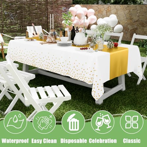 Smiry Disposable Tablecloth 3-Pack, 54x108 Inch Waterproof Plastic Table Cover