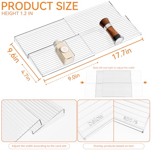 Yieach Adjustable 4-Pack Spice Rack Organizer - Expandable Acrylic Drawer Insert