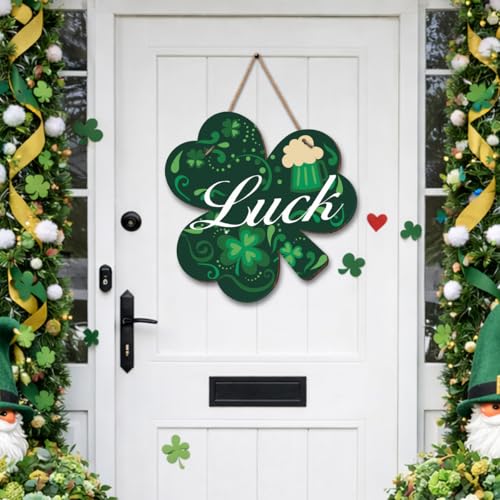 St. Patrick's Day Shamrock Hanging Sign - Double-Sided Door Decor