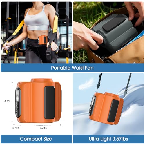 TrendGear Portable Waist Clip Fan, 5000mAh Rechargeable Orange Belt Fan