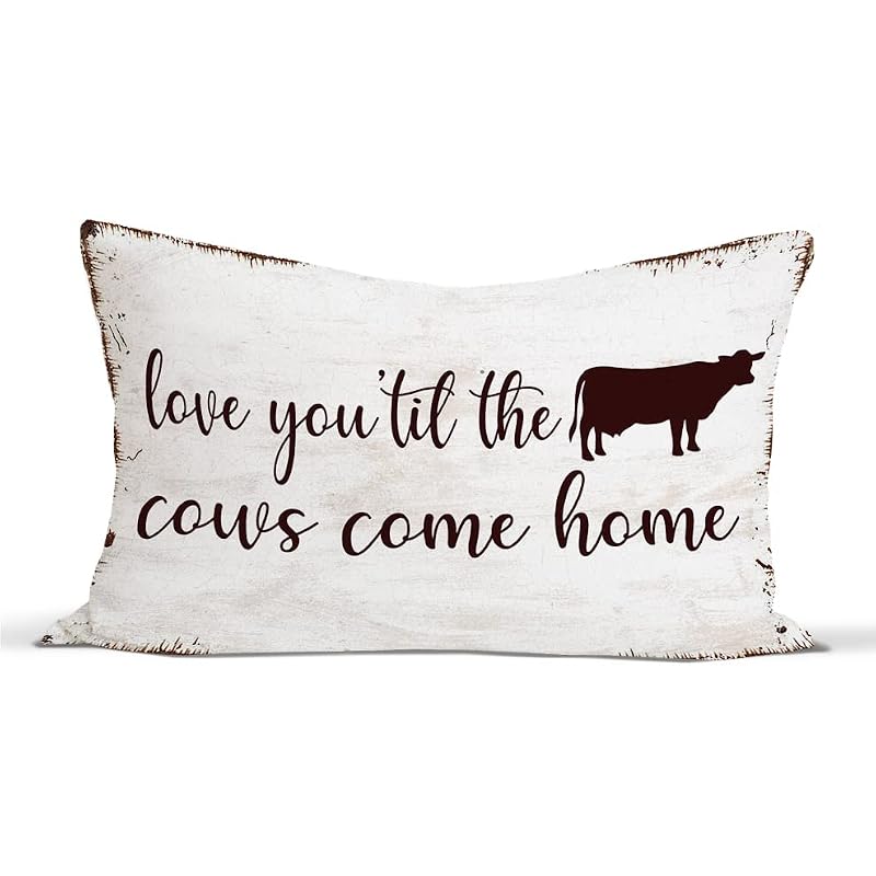 Love You 'Til The Cows Come Home Flannel Throw Pillow Cover, 18x18 Western