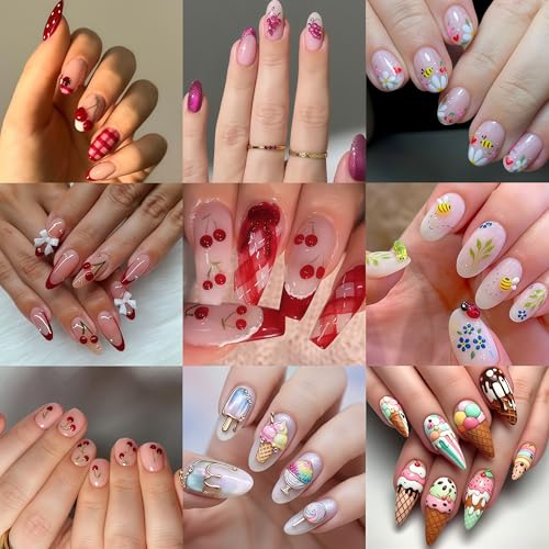 5D Embossed Flower Bee Nail Stickers 4 Sheets Spring Floral Decals