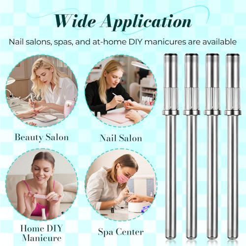 6 Pcs Mandrel Nail Drill Bits 3/32 Shank for Sanding Bands Manicure